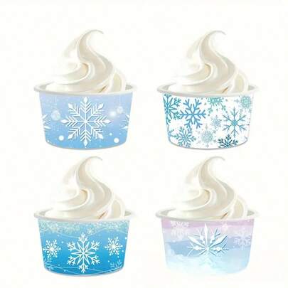10pcs Christmas Snowflake Cups, Winter Snowflake Ice Cream Cups - Leak-Proof And Oil-Proof Disposable Dessert Containers, Suitable For Cakes, Snacks, Parties, Bulk Star Paper Cups Fit For Bakeries, Ice Cream Shops (Random Style) Christmas Christmas Decorations Christmas Pajamas Christmas Gifts Christmas Decor