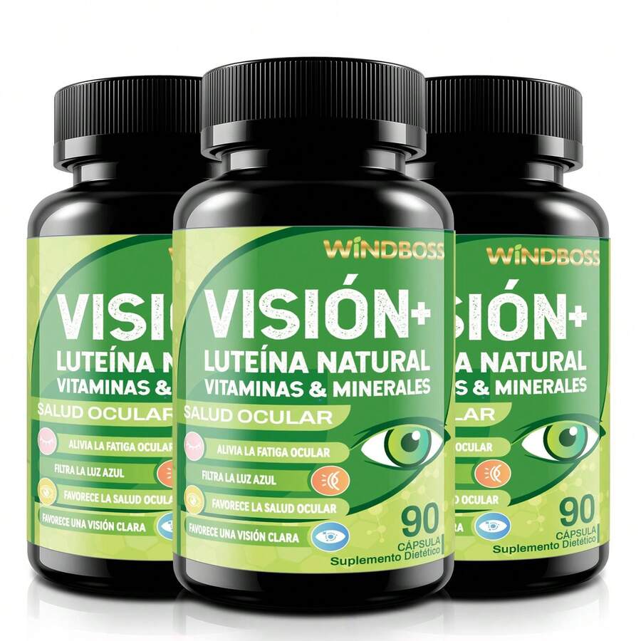 Windboss Supplement With Lutein, Zeaxanthin, And Essential Vitamins - Ideal For Daily Support If You Work In Front Of Screens - 90 Capsules - Pack 3 - View 1