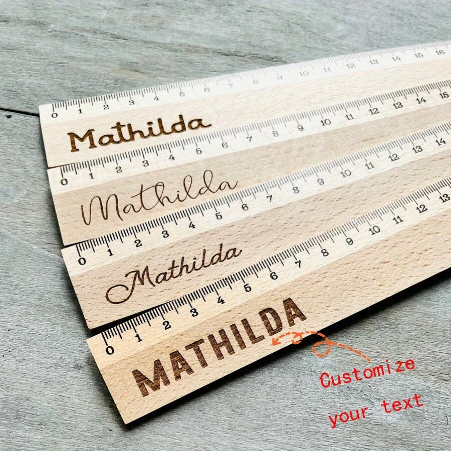 Personalized Laser Engraved Ruler - Customized Name, Wood (E-Waste) - Dual-Purpose Measuring Tool & Elegant Stationery - Birthday, Christmas, Teacher Gifts - For School, Office, Art Projects,Office Decor - Multicolor - View 1