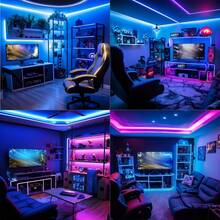 1pc 1-20M LED Strip Light, Bluetooth Smart App Control Music Sync Color Changing, RGB LED Strip With Remote, 44-Key Remote And App Controlled Smart LED Light Strips, RGB Color Changing Music Sync LED Rope Lights, Bedroom Smart Rope Lights, Suitable For Bedroom, Room, Home Decor, Party Holiday LED Lights, Living Room, Christmas Party, Wedding Decoration