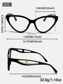 LiMiaoMiao 1pc Cat Eye Vintage Reading Glasses, Multi-Color, Clear Lens, Computer/Reading Glasses, Magnification +1.0 To +3.5, With Case & Cloth, Suitable As Holiday Gift - 透明 - 查看 3
