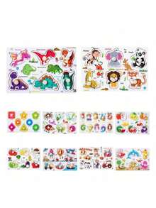 1Pc Wooden Shape Puzzle Toy, Fine Motor Color Matching Sorting Board, Early Learning Educational Activity Toy Gift For Preschool Toddler Baby 3 4 5 Year Old - Multicolor - View 12