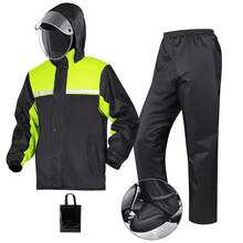 Impermeable Motociclista Reflejante Con Capucha Y Zapatos,Resistente a las arrugas y al desgaste,cómodo y transpirable,tejido doble capa,diseño reflectante - Negro y verde - Ver 2