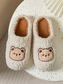 Lindas y cálidas pantuflas de felpa antideslizantes para adolescentes, niños y niñas, pantuflas para interiores, otoño/invierno