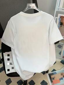 Camiseta De Manga Corta Para Mujer 2024, Estilo Coreano Suelto, De Moda Y Elegante, Con Media Manga. - Blanco - Ver 2