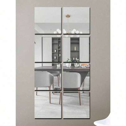 2/4/8/10 miếng (40*40/30*30/20*20cm) Miếng dán tường gương, Gương toàn thân gia đình, Gương toàn thân phòng ngủ, Gương mềm tự dính, Acrylic và không dễ vỡ Quà tặng tốt nhất Sinh nhật Tốt nghiệp Trang trí nhà Trở lại trường Trang trí phòng Đồ dùng học tập