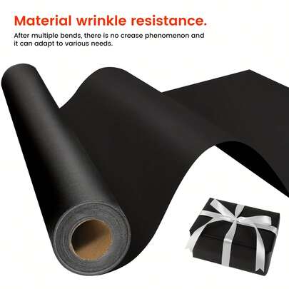 SHINDEL 1 Roll Premium Black Kraft Paper Roll 15"X450" (110lb) | Heavy-Duty Gift Wrapping, Holiday Crafts & Wall Art Paper For Christmas, Halloween, Easter | Reusable Table Cover, Floor Protector & Moving Supplies,Mother's Day Gifts