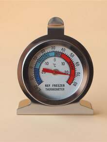 1Pc Refrigerator Thermometer Stainless Steel, Bimetal Freezer Thermometer With Dual Sensor, Precision Temperature Gauge For Fridge, Wine Cooler, Food Storage, 304 Stainless Steel Waterproof, Kitchen Essential For Home, Restaurant Use