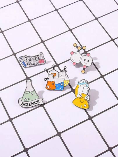 5 قطع إكسسوارات دبابيس سبيكة عنصر كيميائي جميلة، متعددة الاستخدامات للحقيبة الظهر والملابس ومختبر الكيمياء وأنابيب فصل الجزيئات، سلسلة دبابيس سبيكة مينا بالجملة