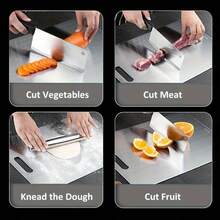 3pcs Stainless Steel Double-Sided Cutting Guide Round Chopping Board, Kneading Rolling Mat With Hanging Hole For Home Kitchen Cooking - 3 Pack - View 4