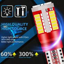 4pcs T10 168 192 W5W LED Bulbs Canbus 12V Error-Free 57smd For Car Dome Lights Reading Light Door Light High-Brightness Neon Lights Car Accessories