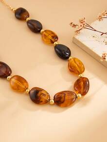 1pc Bohemian Asymmetrical Beaded Pendant Necklace With Geometric, Water Drop, Sunflower, Flame, Heart Elements, Elegant Luxury Jewelry For Wedding, Party, Vacation, Daily Casual, Street Snap, Women & Couples, Holiday & Birthday Gift