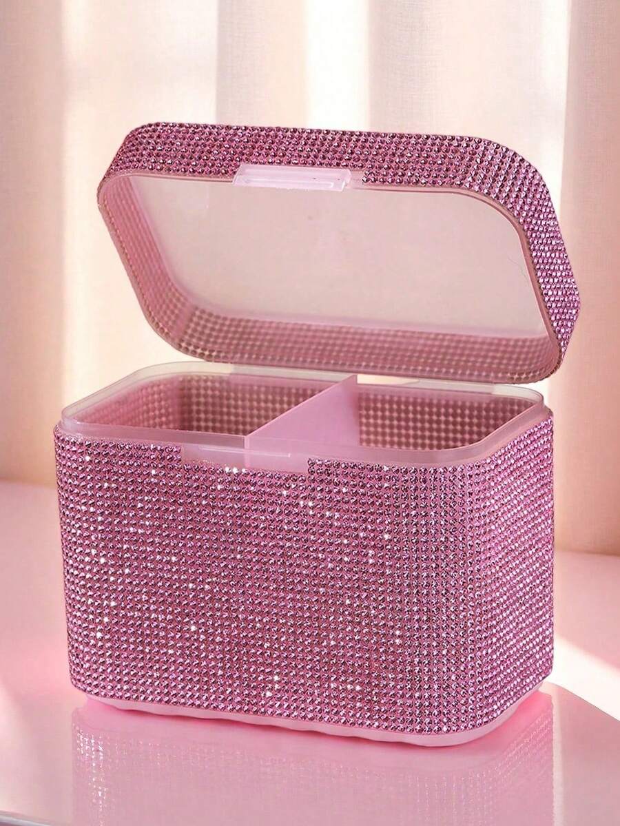 1pc Sequin Decorated Manicure Jewelry Box, Rhinestone Storage Box, Creative Storage Box, Manicure Dust-Proof & Anti-Oxidation, Large Capacity For Manicure Decorations, Recommended By Professional Manicurists, Handmade Sequin Decor, Shining Under Sunlight - Multicolor - View 1