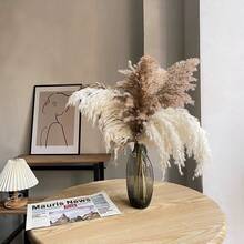 10/20 Pcs Fluffy Brown Pampas Grass Decor, Artificial Rattan Boho Style Indoor Floral, Suitable For Home, Party, Outdoor Decor, Wedding And Engagement, All Seasons, Summer, Tabletop Display, No Container Included - Brown - View 12