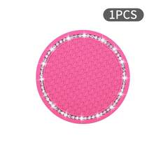 1 pieza/2 piezas posavasos para portavasos de coche, posavasos brillante para insertar portavasos, posavasos universales antideslizantes para automóviles incrustados en adornos, accesorios de automóvil interno, alfombrilla de silicona de 7 cm/2,75 pulgadas, lote de almohadillas de goma redondas de cristal suave con pedrería para bebidas automotrices, accesorios de automóvil interno - Talla única - Ver 18