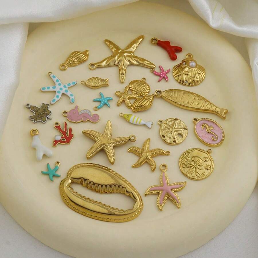 1pc Stainless Steel Fashionable Beach Vacation Pendant, DIY Handmade Bracelet, Earring, Hanging Decor Accessory