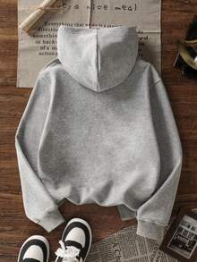 Tween Boy Thermal Lined Warm BRO Football Sweatshirt, Suitable Autumn/Winter Long Sleeve Top, Young Student Streetwear/Casual/Stylish/Daily/Sports/Fashion/School - Grey - View 5