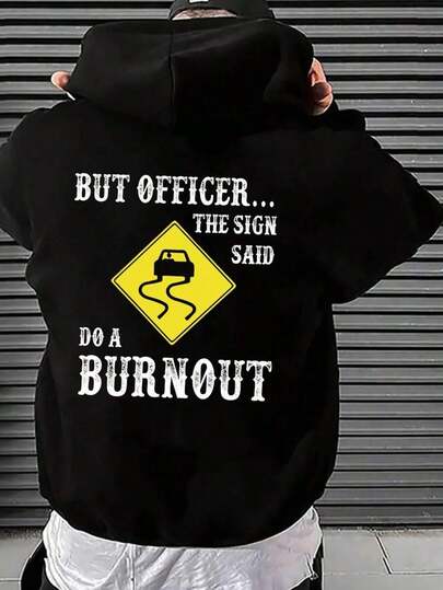 Manfinity Dauomo Men's Hoodie With Car & Slogan Print And Thermal Lined, For Fall Winter2026