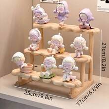 1pc Wooden Trapezoid Shelf, Wooden Desktop Storage Organizer Rack, Multi-Tier Display Stand For Jewelry, Succulents, Home Use - Multicolor - View 2