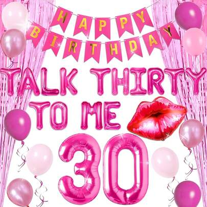 LaVenty Hot Pink Talk 30 To Me Balloons Talk 30 To Me Birthday Decoration Talk Thirty To Me Backdrop Talk Thirty To Me Banner 30th Birthday Decoration For Her Dirty 30 Birthday Decoration