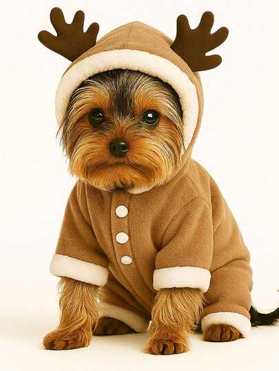 Fantasia de Alce para Cachorro e Gato Roupa Pet Raças Pequenas