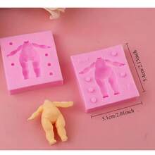 Molde silicón Body 3D niña niño muñeca 2 piezas repostería manualidades pasteles figuras decorativas molde resistente flexible fácil desmoldar creativo cocina fiesta - Rosa - Ver 3