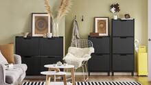 Shoe Rack With 2 Flaps, Narrow Shoe Cabinet, Shoe Rack With 2 Shelves, Shoe Chest Of Drawers, Shoe Storage, Black, W X H X D Approx. 50 X 90 X 19 Cm FSR177-SCH - Black - View 11