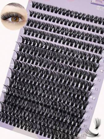 280pcs 40D Mix 9-16mm Cluster Lashes Extension Natural Thick Fake Eyelash 3D Strip Individual Lashes