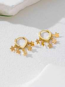 1 Pair Metal Disc Tassel Hoop Earrings - Yellow Gold - View 6