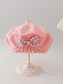 1pc Solid Color Knit Beret Hat For Baby Girls, Korean Style Infant Princess Artist Painter Cap - Multicolor - View 20