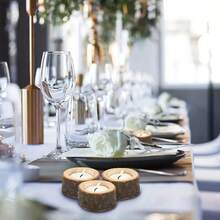 6pcs,Retro Wood-Like Tea Candlestick - Realistic Wood Grain Design, Suitable For Weddings, Birthdays, Christmas, Thanksgiving And Home Decoration. Durable Tabletop Ornament, Anti-Wood Style Candlestick, And Festive Center Decoration