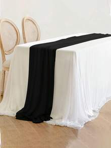 1 件黑色美人纱布桌旗桌布，DIY 纱布窗帘多用途面料，婚礼派对房间桌面装饰薄纱悬垂桌布，生日装饰，浪漫婚礼仪式装饰，桌旗 - 黑色 - 查看 6