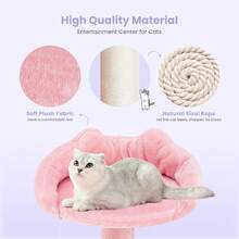 Torre de árbol de gato Sweetcrispy para gatos de interior, muebles para mascotas de varios niveles de 54 pulgadas de altura, casa de juegos estable para gatitos con poste rascador de sisal, gran condominio, escalera de escalada - Rosa - Ver 7
