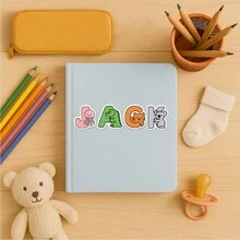 52pcs Animal & Alphabet Graffiti Stickers, Decorative Stationery, Personalized Water Bottle, DIY Letter Spelling Stickers