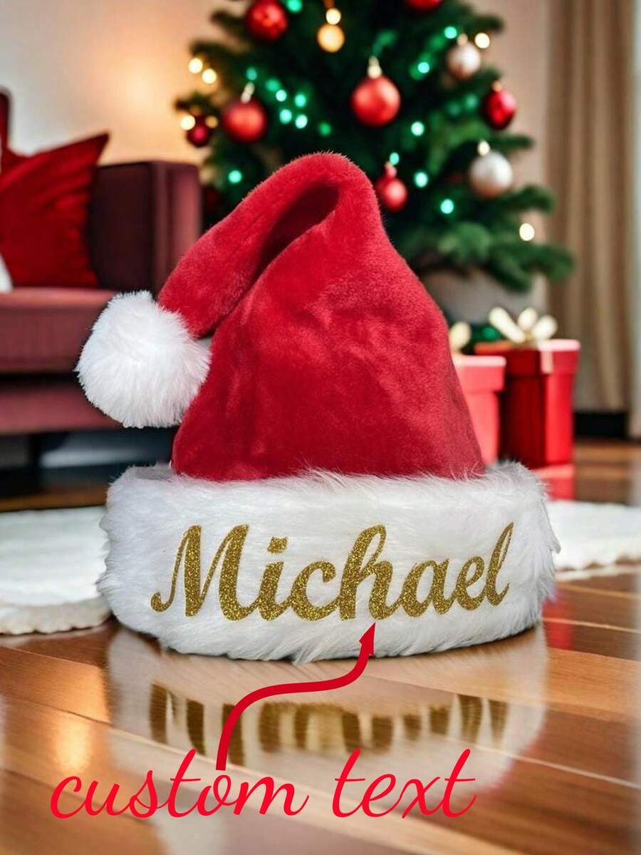 Pcs Personalized Christmas Hat, Custom Name Christmas Hat, Christmas Custom Hat, Red Christmas Hat, Christmas Decoration, Christmas Gift