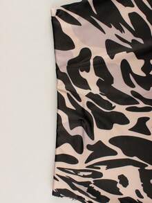 Saias Longas Elásticas com Estampa de Leopardo, Ajuste Regular, Colorblock Sexy de Verão, para Festas Femininas - Castanho - Visão 5