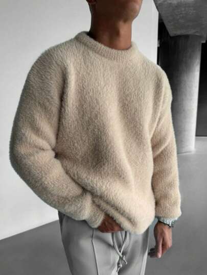 Pull à col rond moelleux style coréen, automne/hiver. Tenue de retour à l'école. Pull tricoté ample. Mode