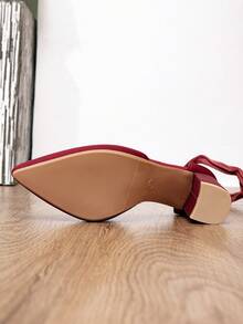 Giày cao gót mũi nhọn hở ngón, buộc dây thời trang thanh lịch, phù hợp cho mùa hè và mùa thu, thanh lịch, giày cao gót nữ, thanh lịch - Màu Đỏ Sâu - Xem 7