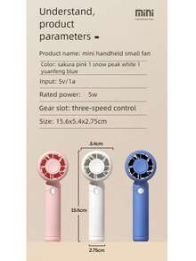 OBOVAY 1 pieza Ventilador mini portátil recargable por USB, secador de pestañas, ventilador de mano silencioso con 3 velocidades ajustables para extensión de pestañas, suministros básicos para extensión de pestañas/aire acondicionado, 300mAh - Rosa Pálido - Ver 10