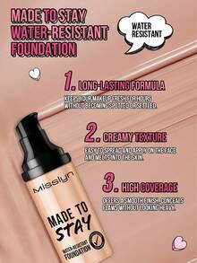 Misslyn Long-Lasting Waterproof Foundation, Evens Skin Tone, Waterproof, Smudge-Proof, Smooth Texture, High Coverage, Nourishing, Y2K Style Makeup, Suitable For Parties, Beaches, Travels, Vacations, Camping, Outdoor Activities, Rose Tones, Fashionable Girl New Year Makeup, Ideal For Role Play, Holiday Looks, Campus Charm, Spring Festival, Valentine's Day Gifts, Vegan, Cruelty-Free, Winter Essential, Birthday, Christmas Gifts, Party Must-Have, Best Color - #250 - View 4