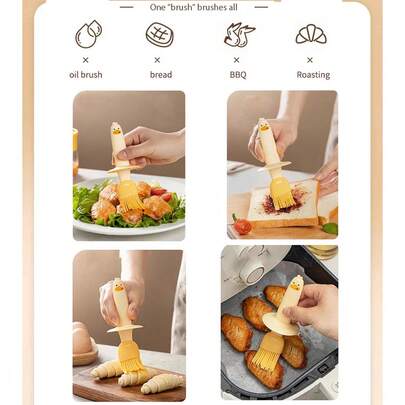1 pieza Recipiente para pincel de aceite, Pincel de silicona para aceite doméstico con botella, Integrado para panqueques de cocina, Botella de pincel de aceite para barbacoa y horneado