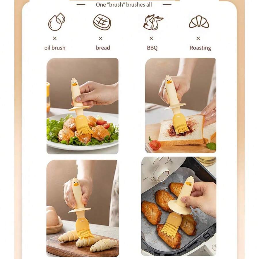 1 pieza Recipiente para pincel de aceite, Pincel de silicona para aceite doméstico con botella, Integrado para panqueques de cocina, Botella de pincel de aceite para barbacoa y horneado