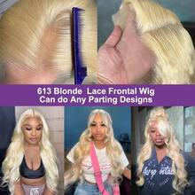 200% Density 613 Blonde Color Body Wave Human Frontal Hair 13X4 Lace Frontal Wigs For Women Pre Plucked Large Area Lace Front Wig Daily Party Wigs Blended Hair Natural Hairline Wig - S613 - View 5