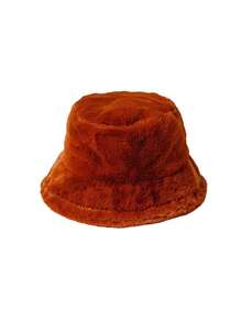 1pc Unisex Solid Color Faux Fur Bucket Hat, Casual Warm Outdoor Versatile Bucket Hat Suitable For Daily Use, Autumn - Solid Color - View 15