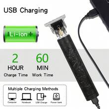 Black Cordless Electric Hair Clipper For Men, USB Rechargeable Grooming Kit With Hair Trimmer, Beard Trimmer And Edger - Perfect Gift For Father's Day