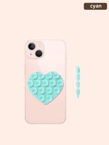 1个双面心形硅胶吸盘，可水洗手机硅胶吸盘，防滑固定吸盘手机支架，兼容、安卓手机，生日礼物，送给家人和朋友的手机支架 - 彩色 - 查看 9