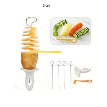 1pc Spiral Potato Slicer Hand Crank Vegetable Processor Cutter For Bbq, French Fry, Tornado Potato - Multicolor - View 9