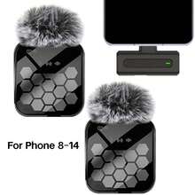 Wireless Lavalier Microphone Compatible With Iphone IPad TypeC Lapel Mics Plug-Play 2.4G Ultra-Low Delay Built-In Noise Reduction Chip 8H Working Time For Video Recording Interview Podcast Vlog - Black - View 14