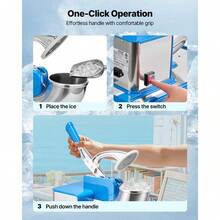 Commercial Ice Crusher 661LBS/H, 350W Electric Snow Cone Machine With 4 Blades, 2000RPM Stainless Steel Shaved Ice Machine With 11 Gal Crushed-Ice Box, For Family Restaurants Bars, Blue - Blue with case: 661 lbs/h, 350W - 查看 6