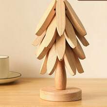 1pc Wooden Heat Insulation Mat, Heat Resistant Table Pad With Tree Design, High Quality Cup Coaster For Home Use